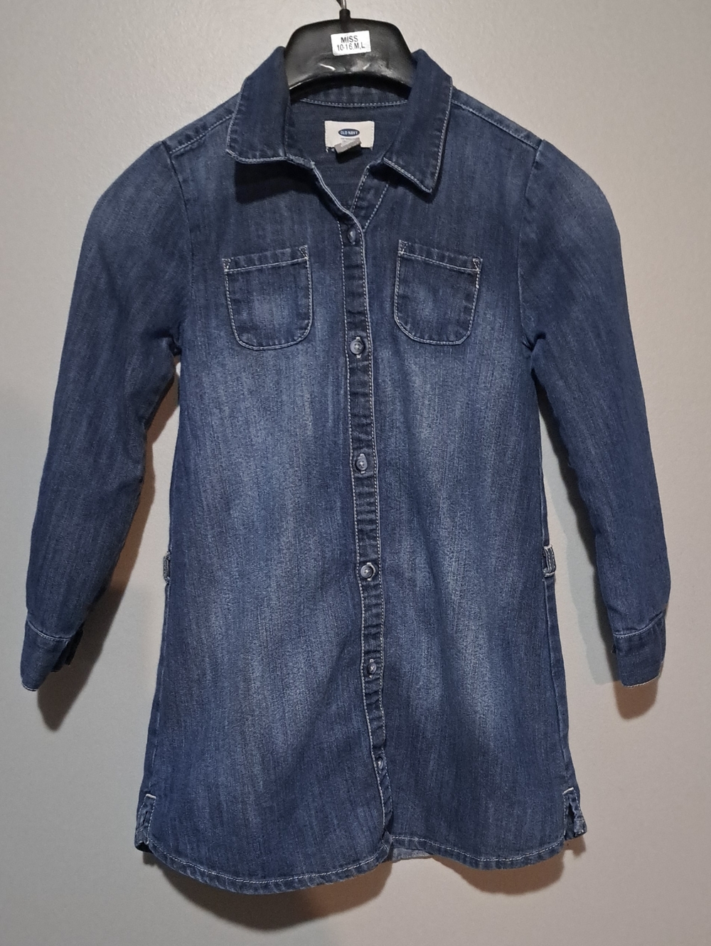 Old Navy Indigo Denim Shirt Dress - Dark Blue 100% Cotton